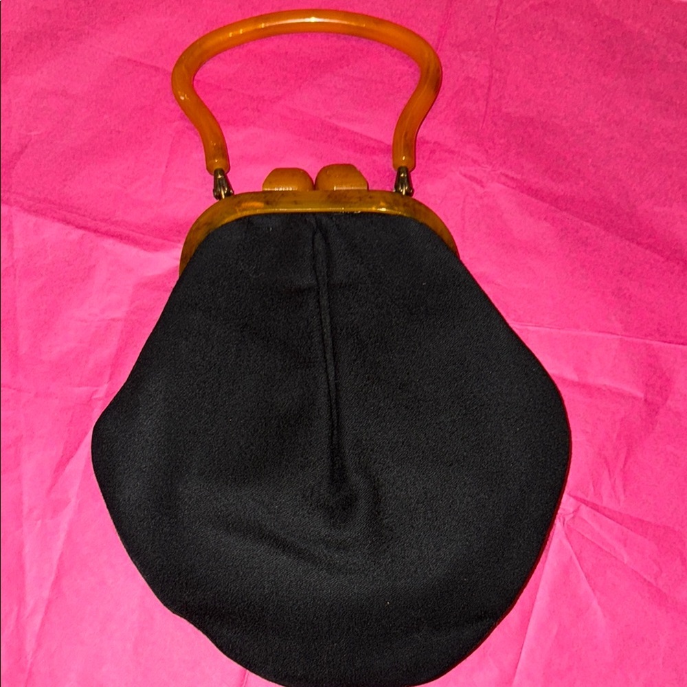 True vintage felt purse with lucite clasp and handle